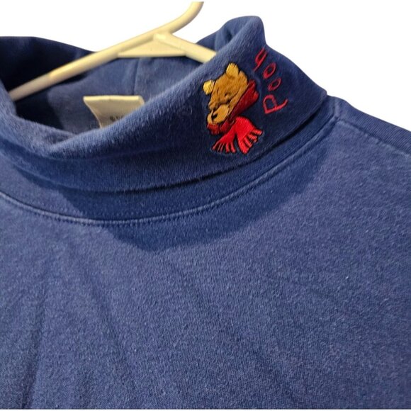 Disney Winnie The Pooh VTG Embroidered Turtleneck Shirt Blue Long Sleeve Sz L - Picture 3 of 13